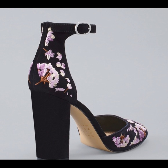 WHBM embroidered suede heeled pumps - Picture 2 of 2